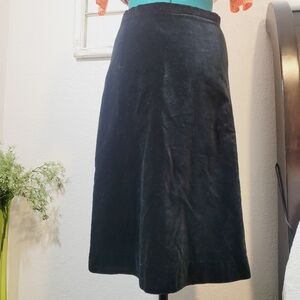 Vintage Sakowik Black Velvet Midi Skirt with Zipper Closure No Size Tag